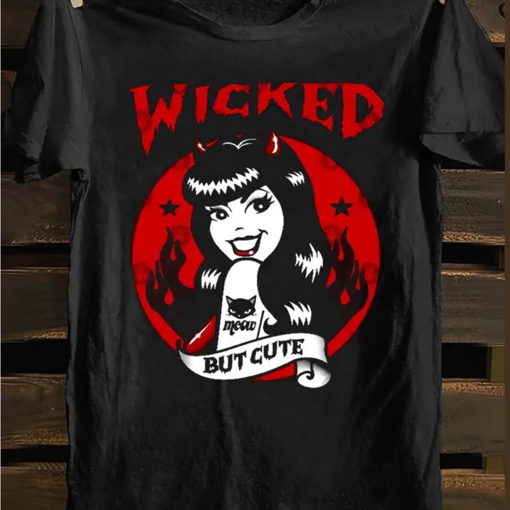 Wicked But Cute black tee size M